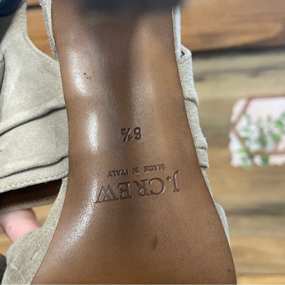 J. crew women’s suede leather peep toe heels stiletto beige neutral size 6.5 4” - Picture 8 of 11